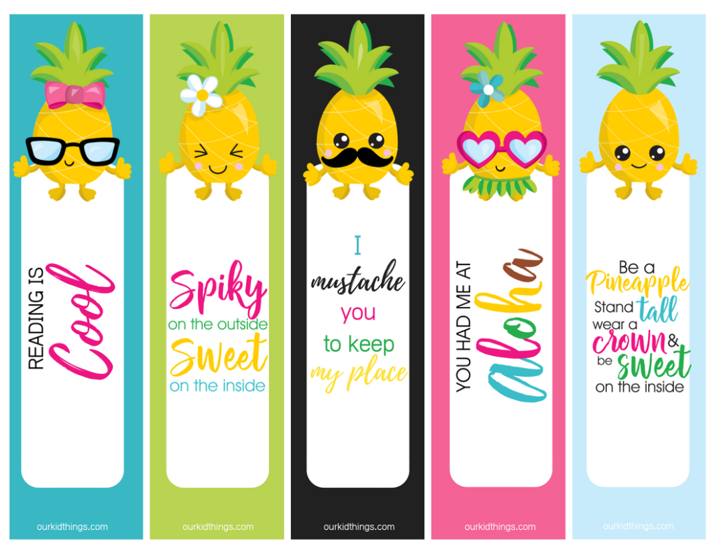 Pineapple Bookmarks Free Printable Set Our Kid Things