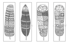 Coloring Printable Bookmarks Feathers Coloring Bookmark For Adults By
