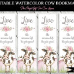 Cute Country Cow Printable Bookmarks Pink Roses Live Like Etsy