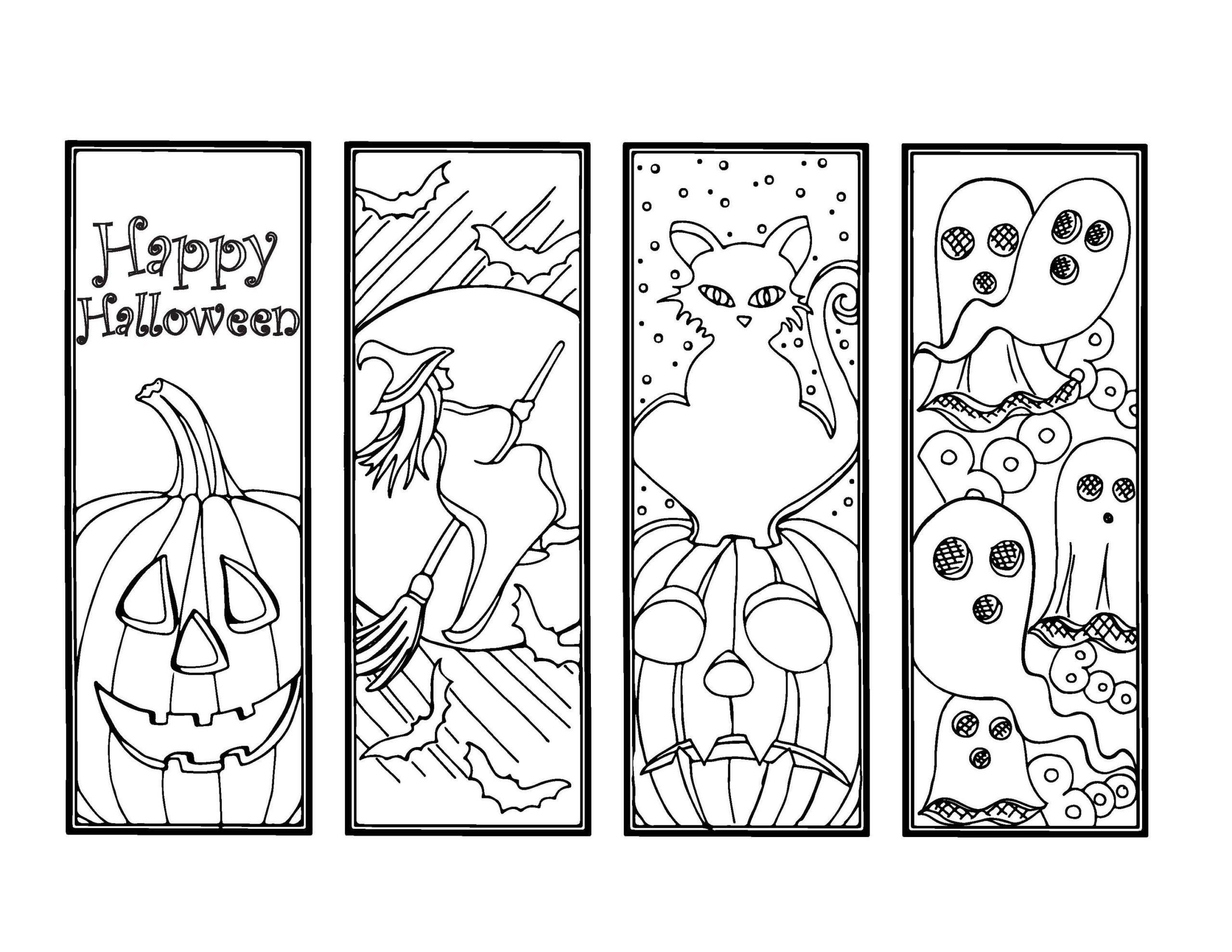 DIY Halloween Bookmarks Set Of 4 Holiday Crafts Color Your Own Instant 