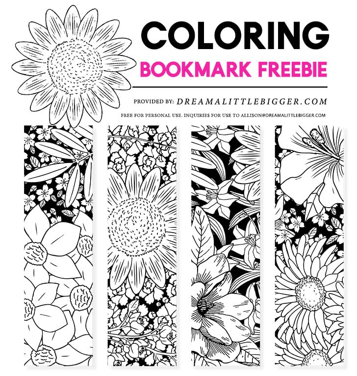 Free Floral Bookmarks To Color Dream A Little Bigger