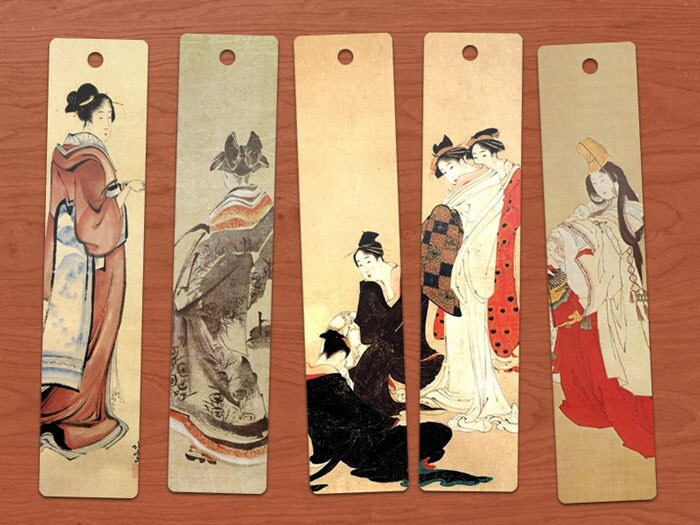 Hokusai Japanese Ladies DIGITAL Printable Bookmarks Set Of 10 
