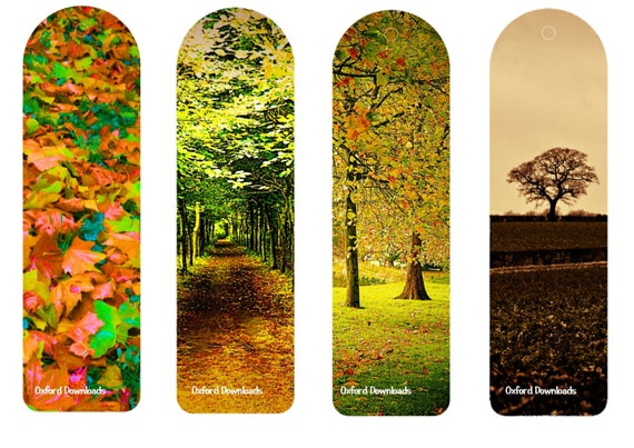 Woodland Bookmarks Autumn Trees Unique Bookmark By OxfordDownloads