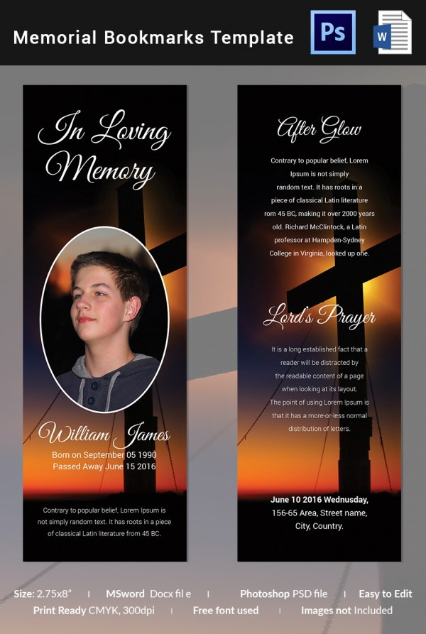 12 Funeral Bookmark Templates Word PSD Free Premium Templates