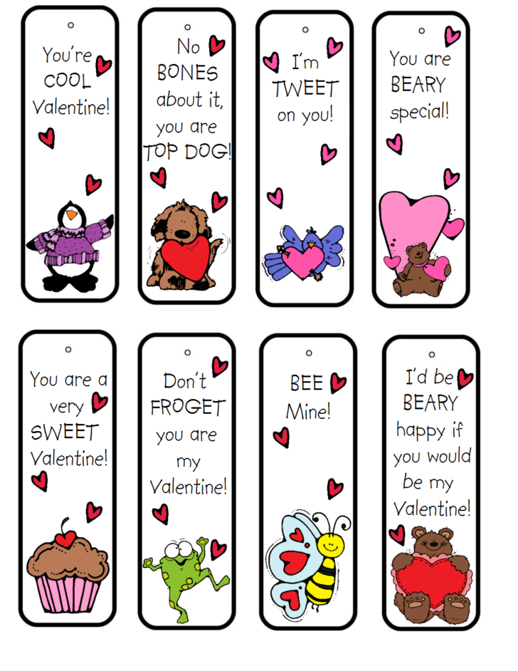 Printable Bookmark Valentines