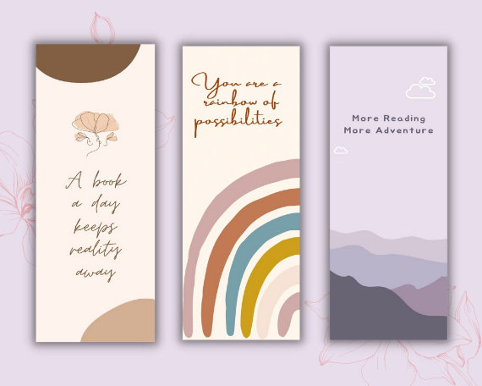 15 Printable Aesthetic Bookmarks Cute Boho Digital Instant Etsy