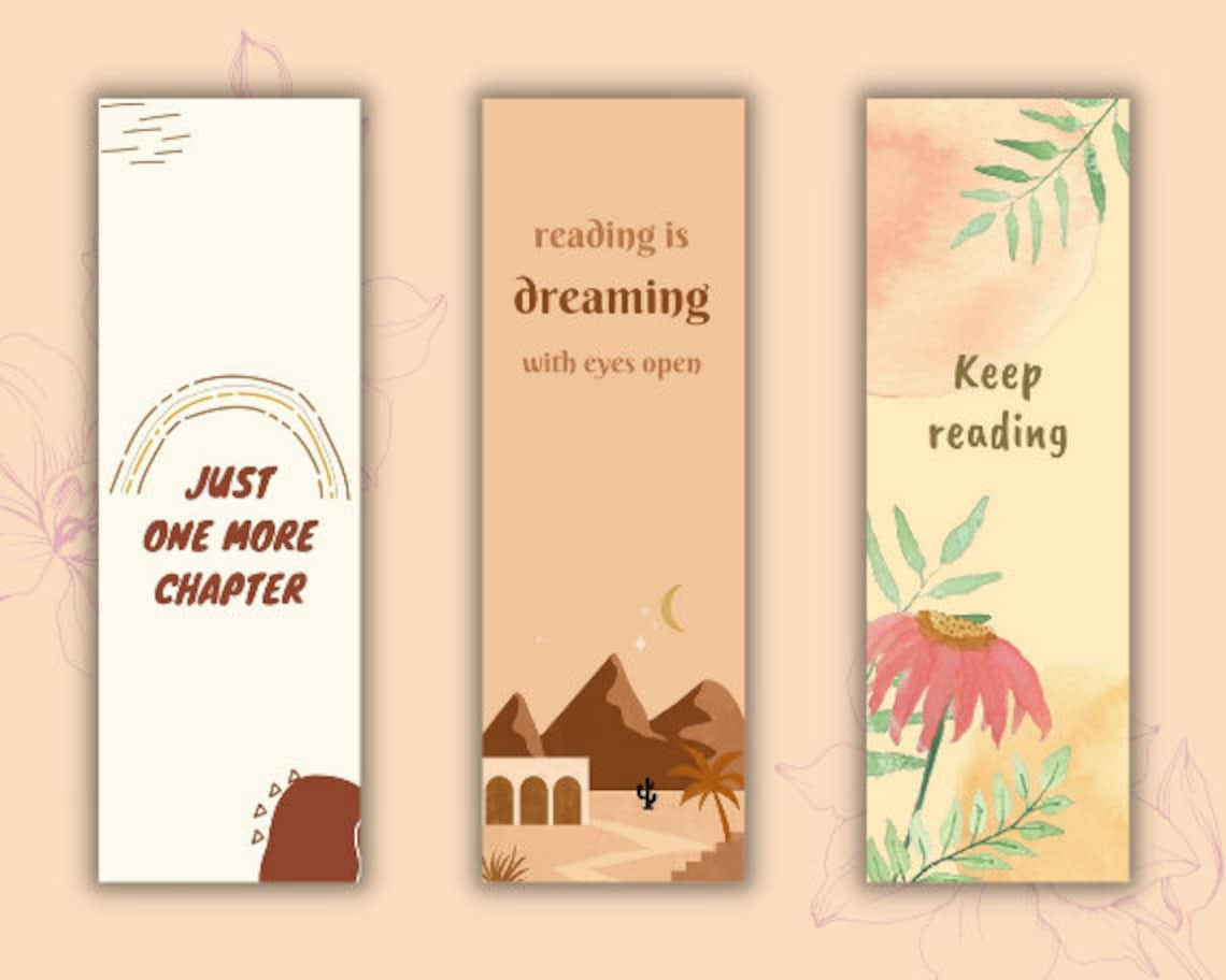 15 Printable Aesthetic Bookmarks Cute Boho Digital Instant Etsy Pin 