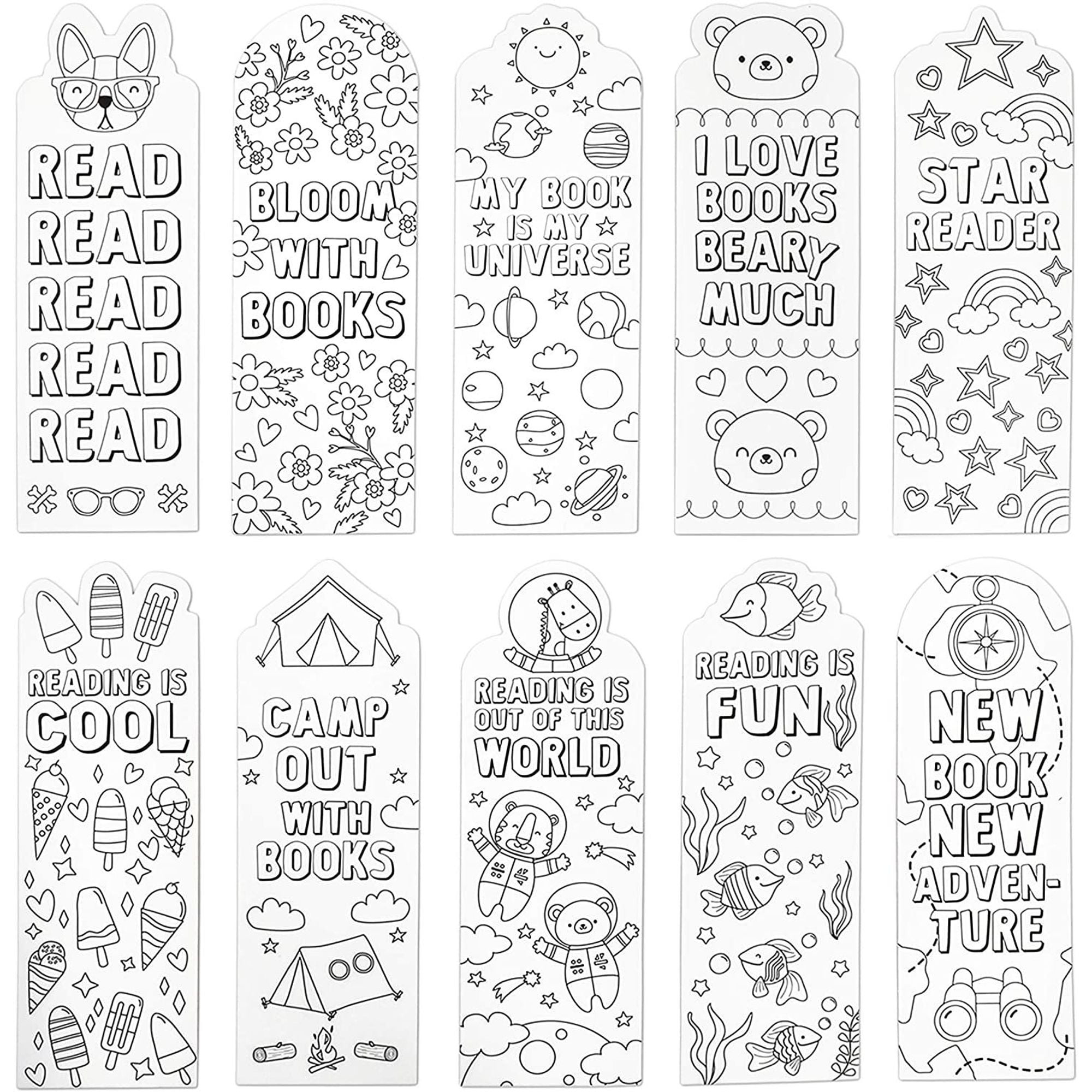 24 Pack Color Your Own Bookmarks 24 Designs Encourage Reading Great 