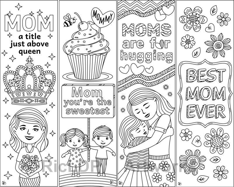 8 Mother s Day Coloring Bookmarks Mothers Day Coloring Pages 