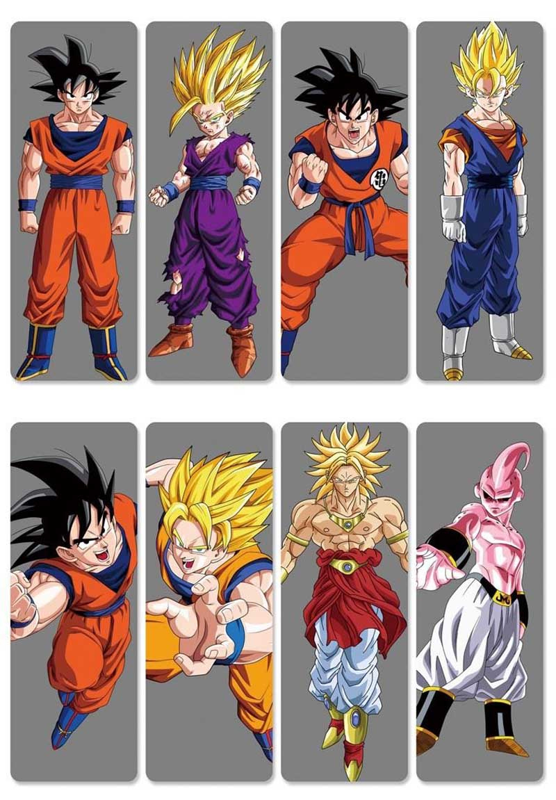 8pcs set Anime PVC Bookmarks Of Dragon Ball Z Printing With Son Goku 