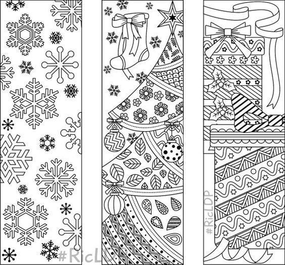 9 Christmas Coloring Bookmarks 6 Designs With By RicLDPArtworks 
