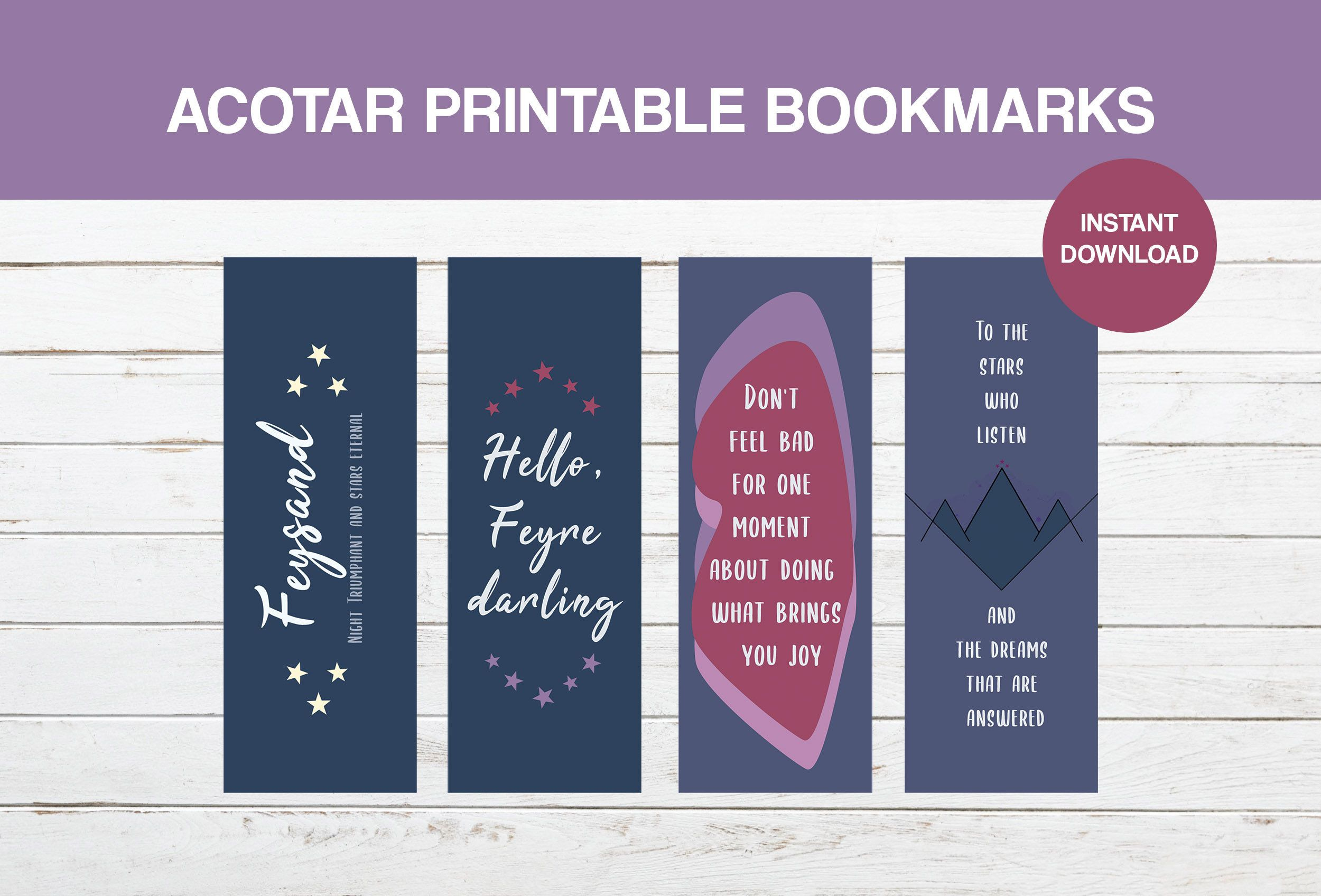 ACOTAR Printable Bookmark Set A Court Of Thorns And Roses Etsy In 