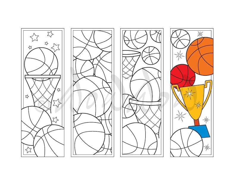 Basketball Coloring Bookmarks Sport Coloring Page Back To Etsy