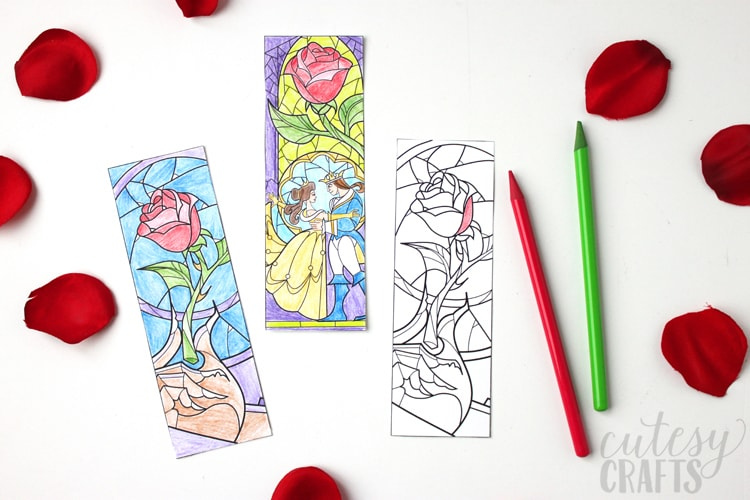 Beauty And The Beast Coloring Page Bookmarks Cutesy Crafts