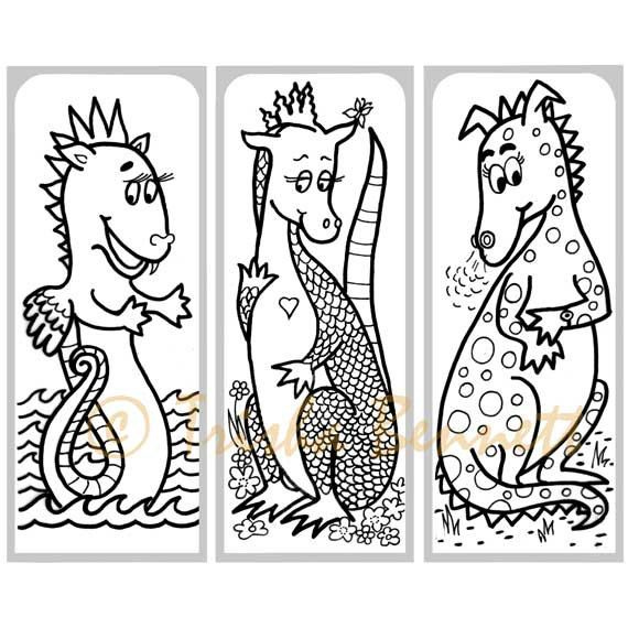 FREE Printable Dragon Bookmarks To Color