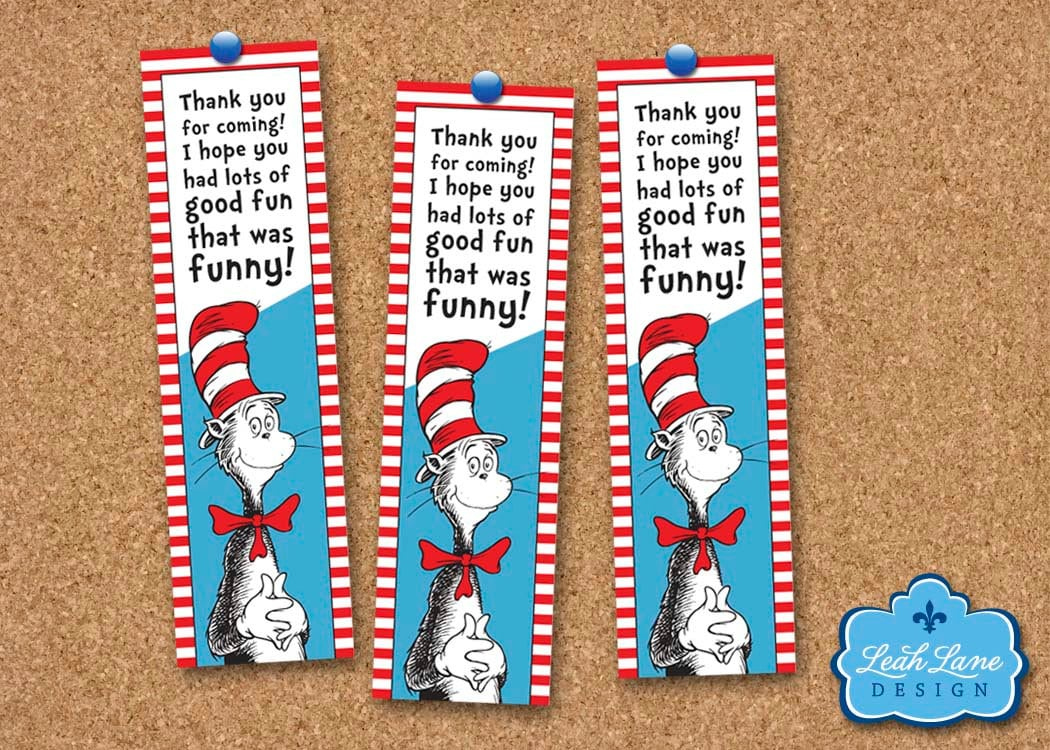 Cat In The Hat Dr Seuss Printable Bookmarks Or Favor Tags