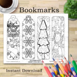 Christmas Bookmark Coloring Bookmarks Bookmark Winter Holiday Etsy
