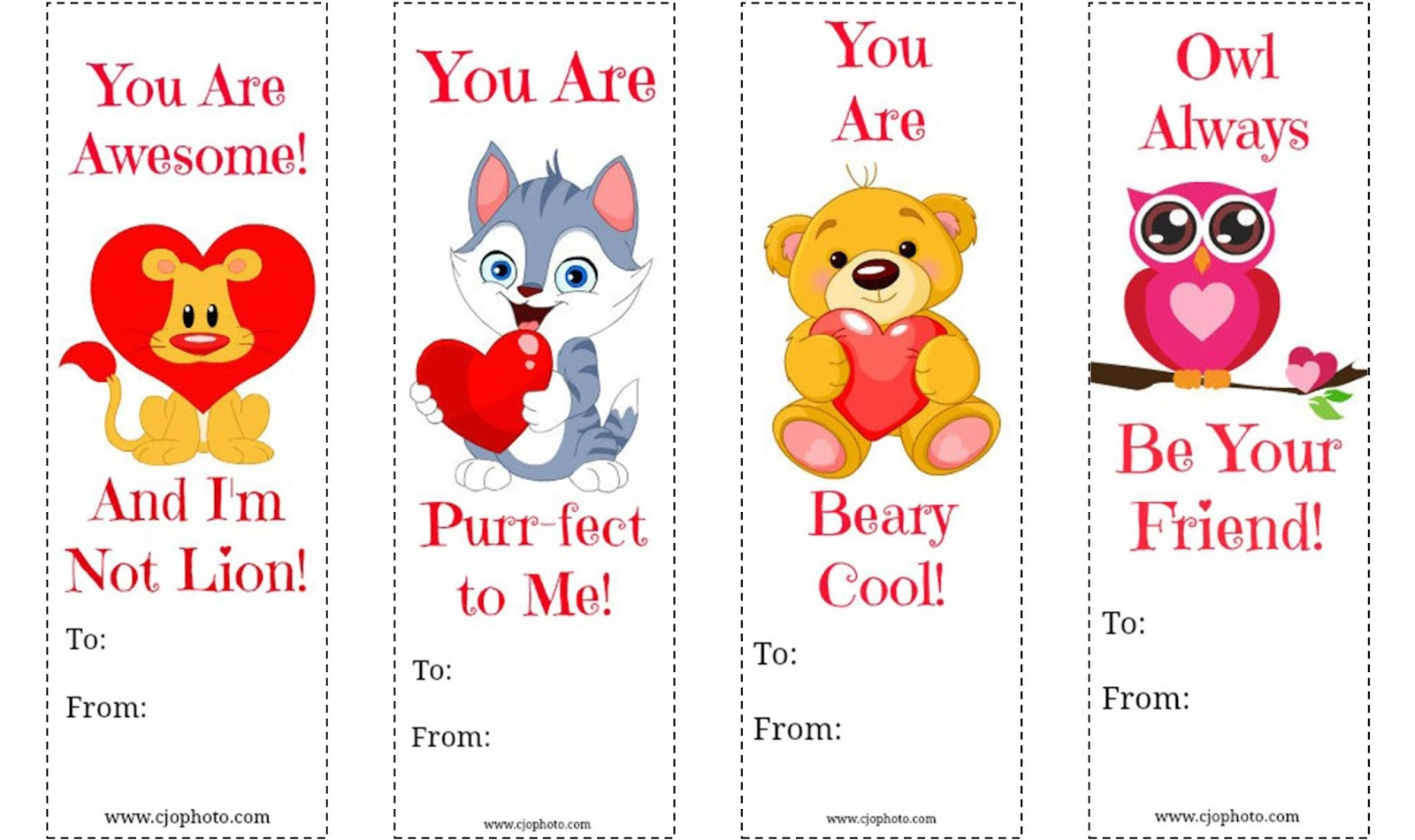 CJO Photo Printable Bookmarks Valentine s Day Bookmark Cards