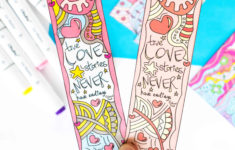 Coloring Valentine s Day Bookmarks Free Printable