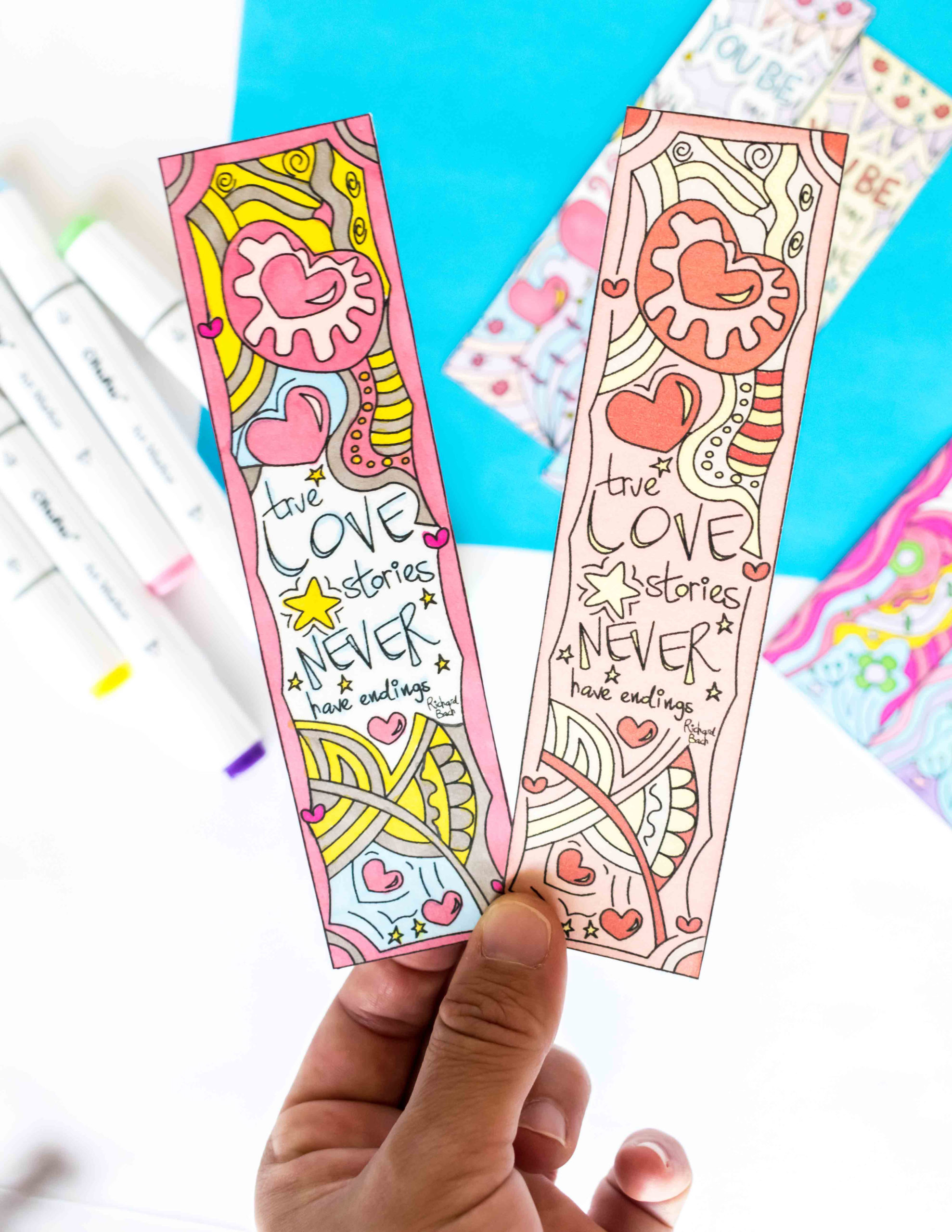 Coloring Valentine s Day Bookmarks Free Printable