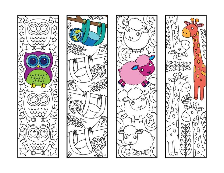 Cute Animal Bookmarks 2 PDF Zentangle Coloring Page Coloring 