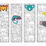 Cute Jungle Animal Bookmarks PDF Zentangle Coloring Page M Larbok