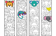 Cute Jungle Animal Bookmarks PDF Zentangle Coloring Page M larbok