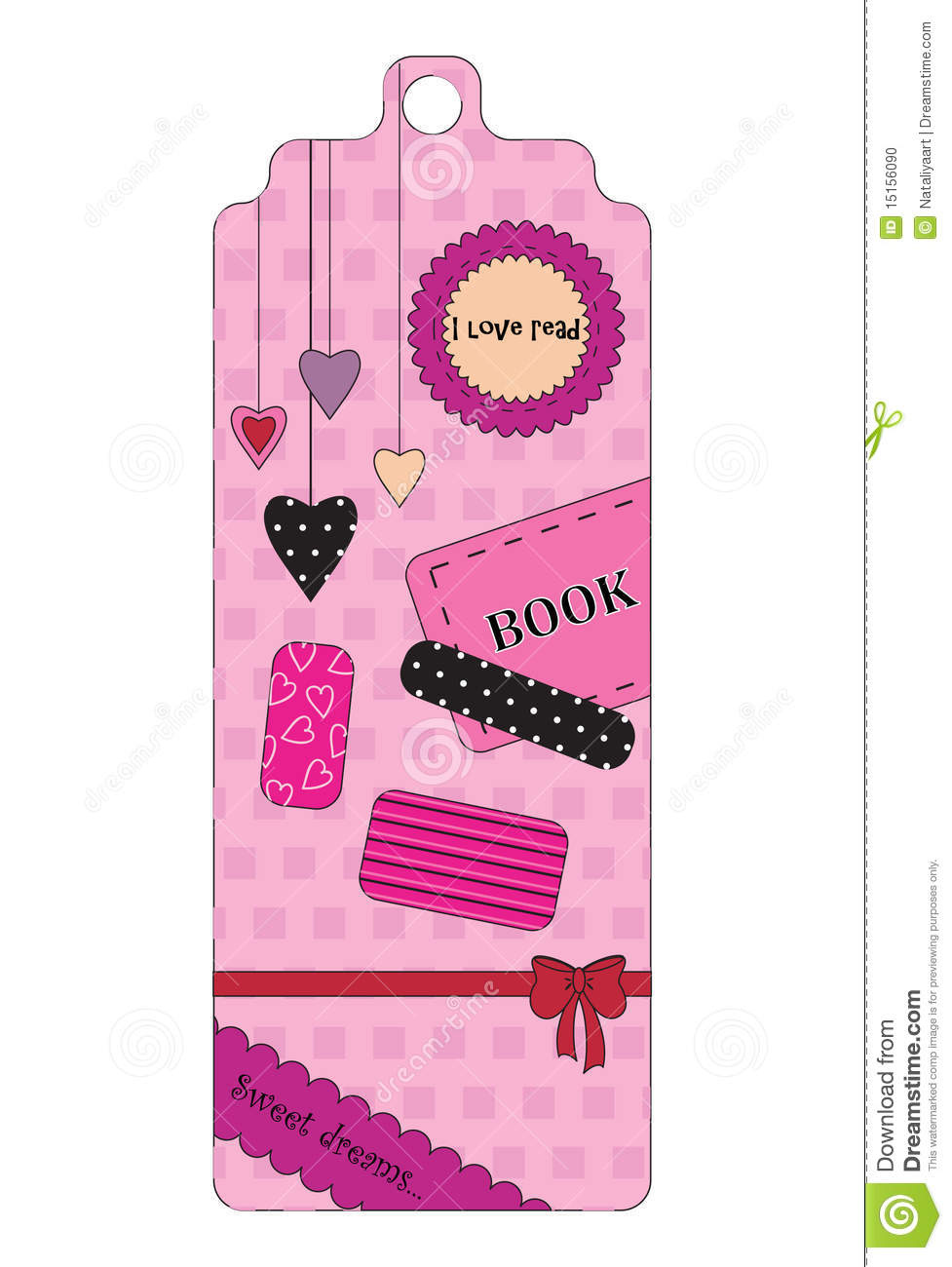 Cute Pink Bookmark Stock Vector Illustration Of Checkered 15156090