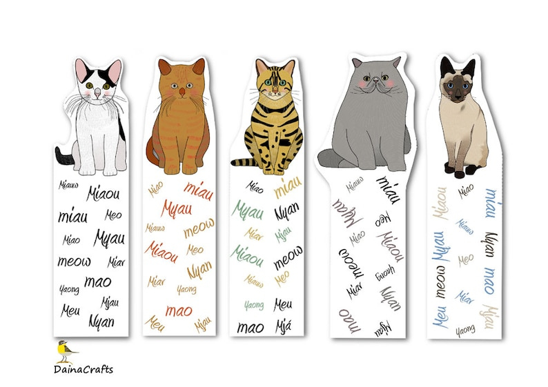 Cute Printable Bookmarks Cat Bookmarks Printable Cats Etsy