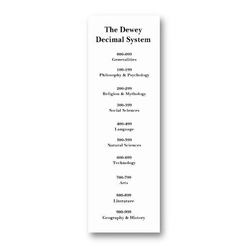 Dewey Decimal Bookmark Printable Paul s House Dewey Decimal System 