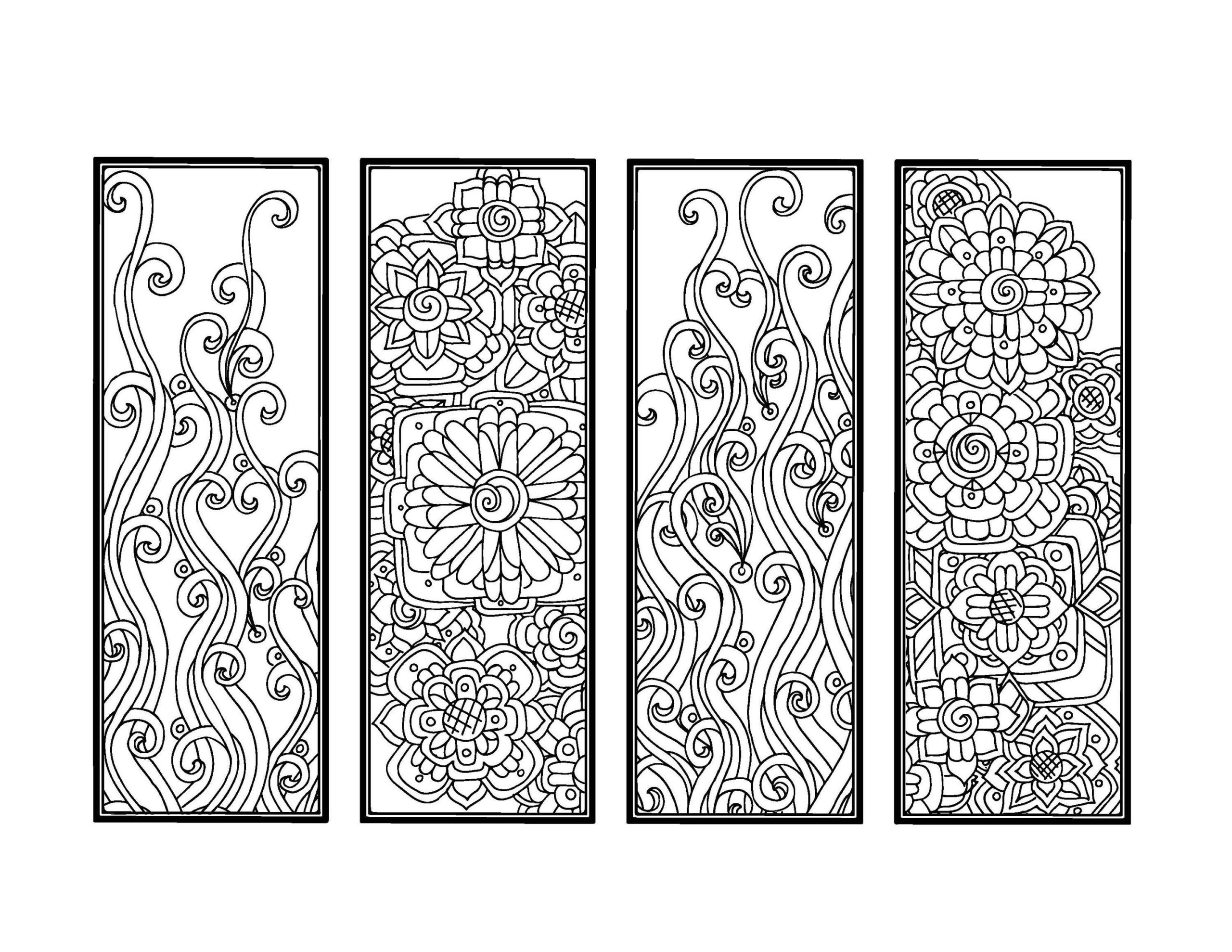 DIY Bookmarks Set Of 4 Printable Coloring Page Instant Download 