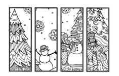 DIY Snowman Bookmarks Set Of 4 Holiday Crafts Winter Etsy Coloring