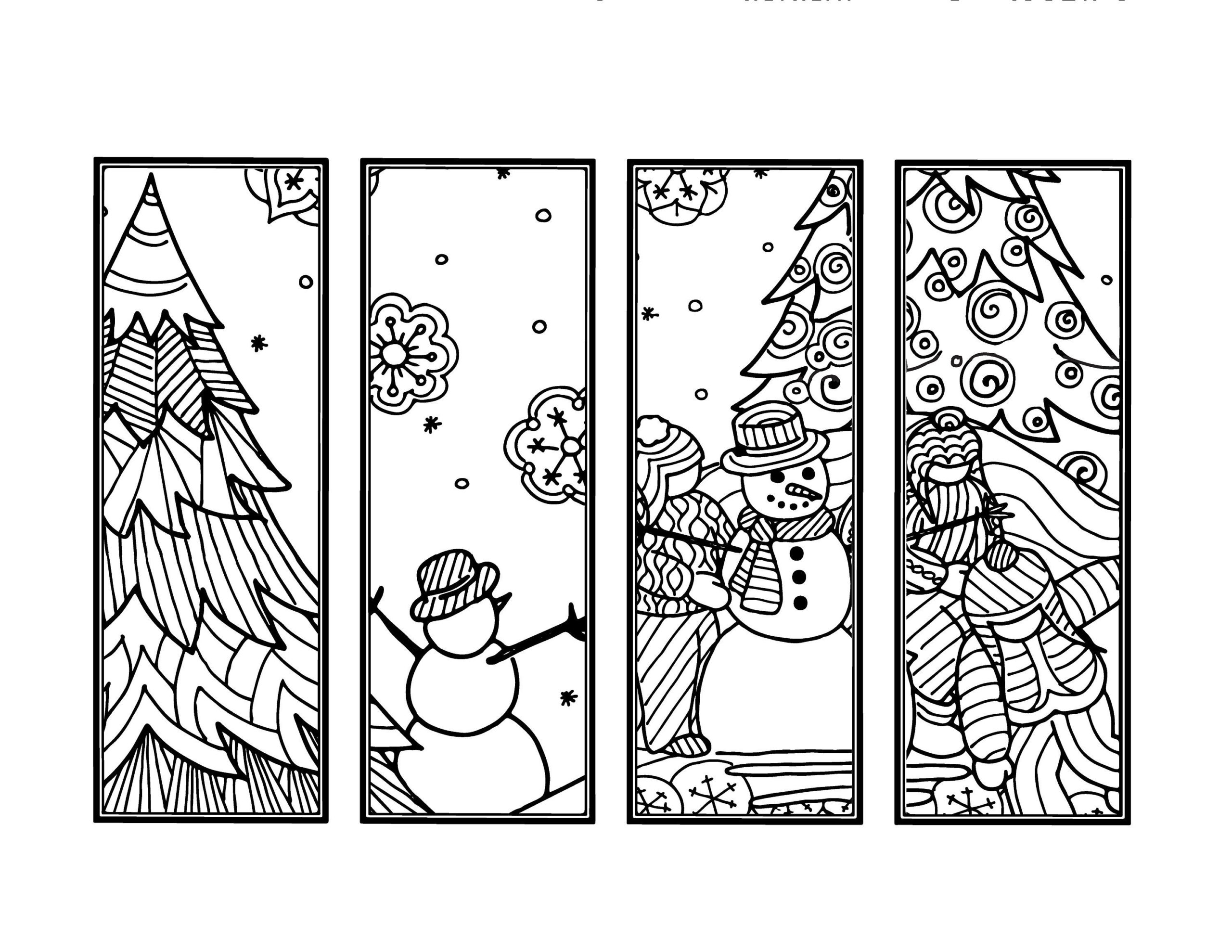 DIY Snowman Bookmarks Set Of 4 Holiday Crafts Winter Etsy Coloring 
