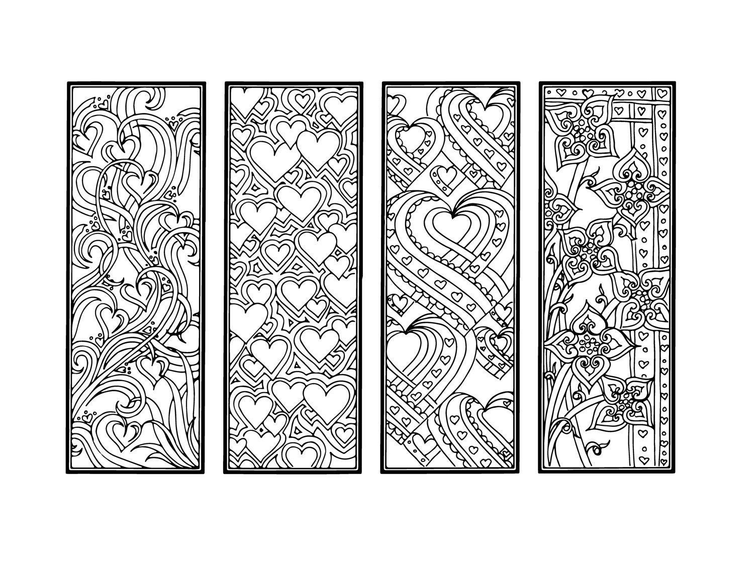 DIY Valentine s Day Bookmarks Printable Coloring Page