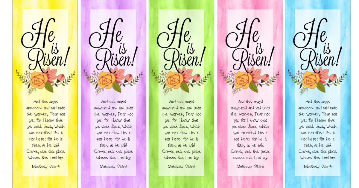 Easter Scripture Matt 28 He is Risen Bookmarks by Shalana pdf Free 