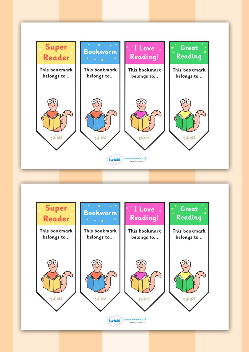 Editable Bookworm Bookmarks Teaching Resources Primary Book Worms 