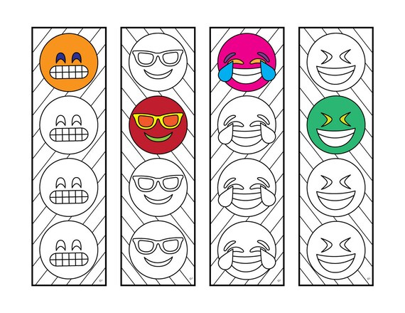 Emoji 2 Bookmarks PDF Zentangle Coloring Page