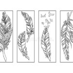 Feather Bookmarks Coloring Page Stock Illustration Illustration Of