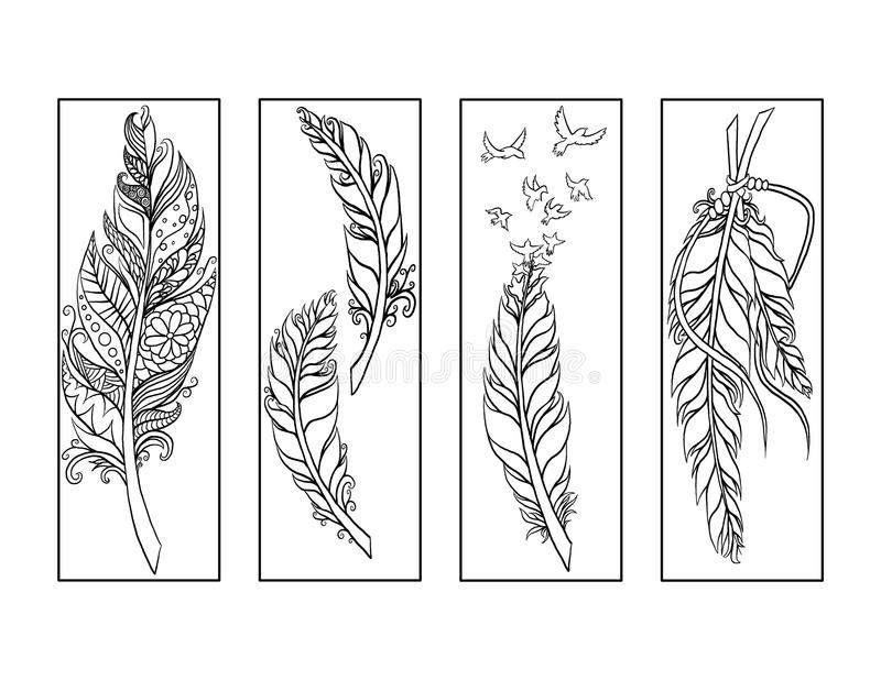 Feather Bookmarks Coloring Page Stock Illustration Illustration Of 