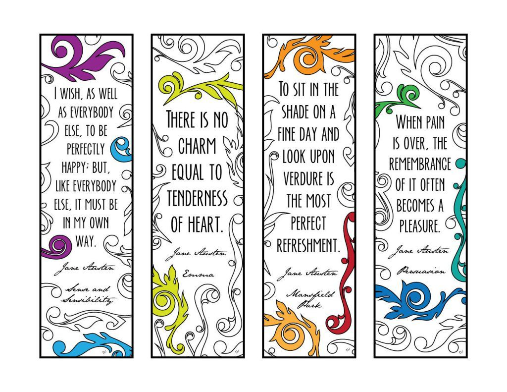 Five Beautiful Inspiring Book Quote Bookmarks To Print And Color 
