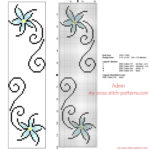Floral Cross Stitch Bookmark With Small Stylised Light Blue Flowers