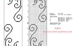 Floral Cross Stitch Bookmark With Small Stylised Light Blue Flowers
