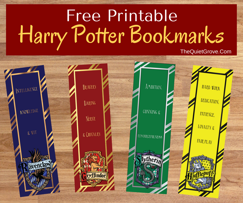 FREE Harry Potter Printable Bookmarks The Quiet Grove