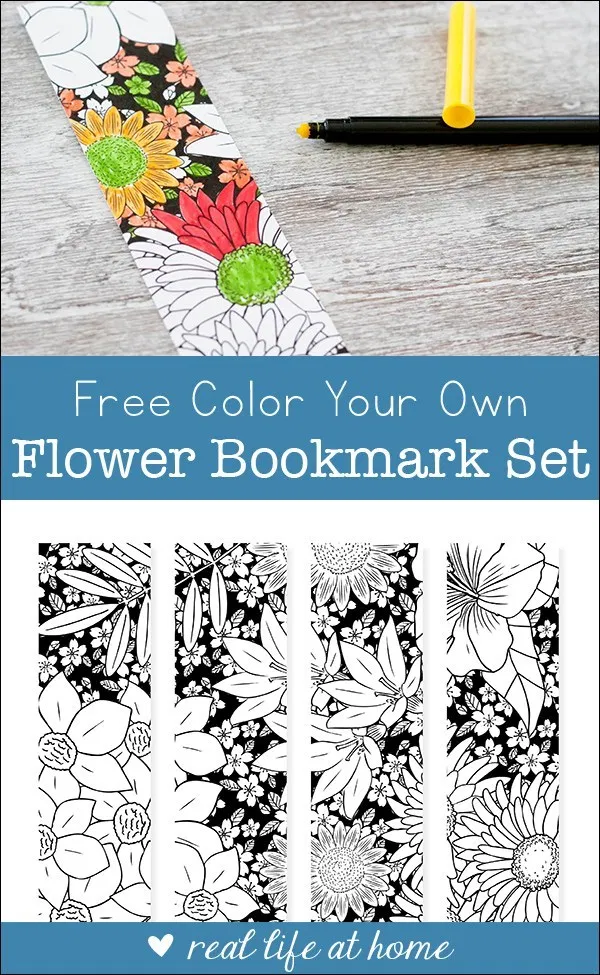 Free Printable Color Your Own Flower Bookmarks Set Flower Bookmark 