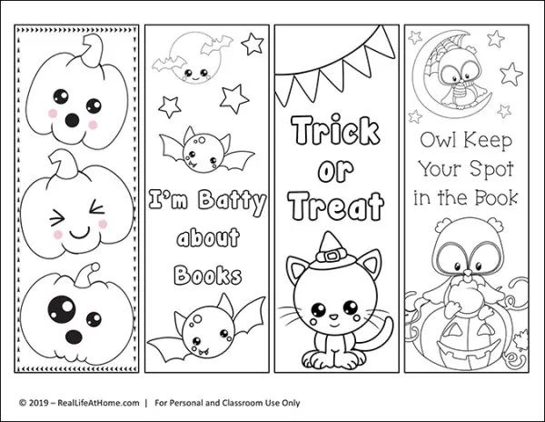 Free Printable Color Your Own Halloween Bookmarks Coloring Bookmarks 