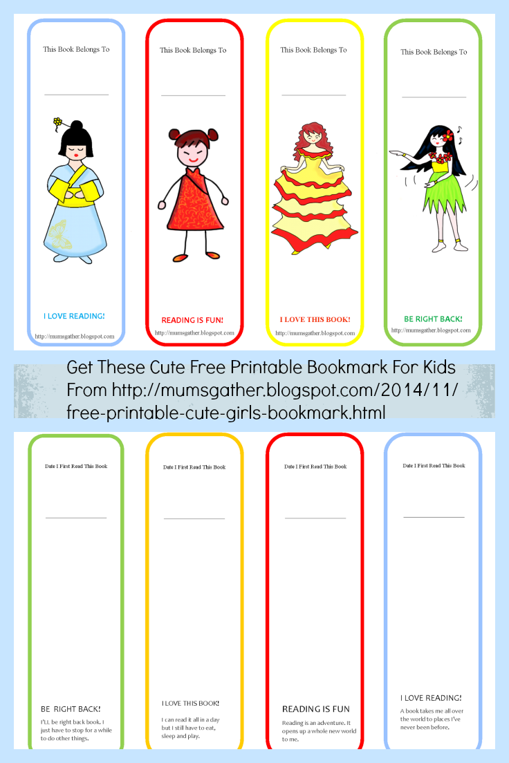 Free Printable Cute Girls Bookmark Parenting Times