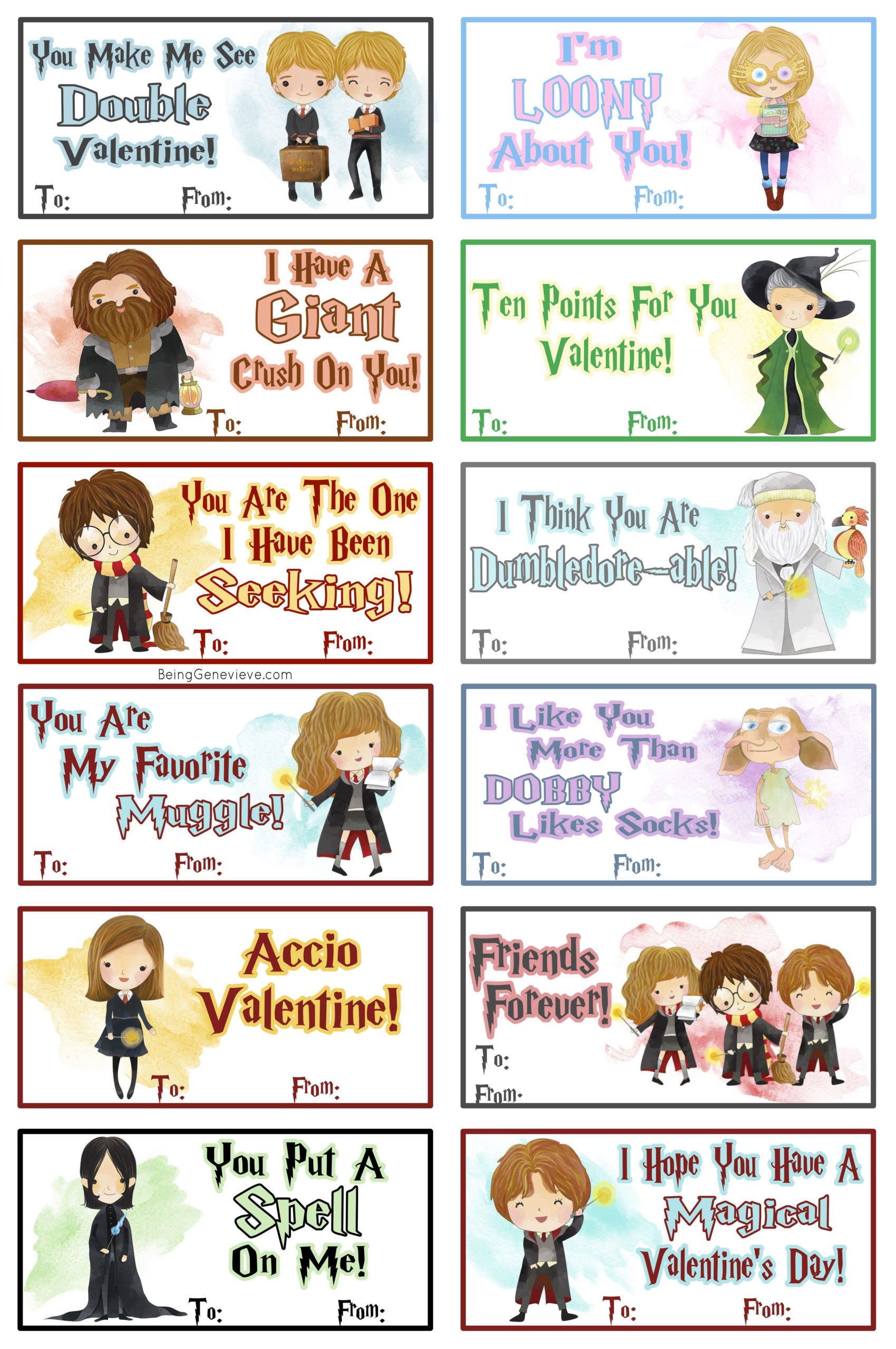 Free Printable Harry Potter Valentines These Cute Watercolor Harry 