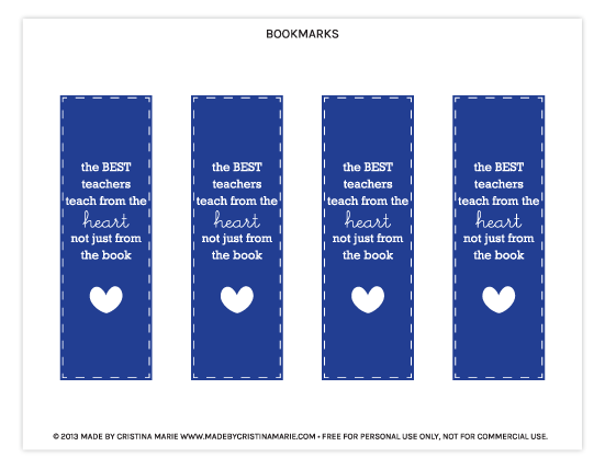 FREE Printable Teacher Appreciation Bookmarks Printable Bookmarks