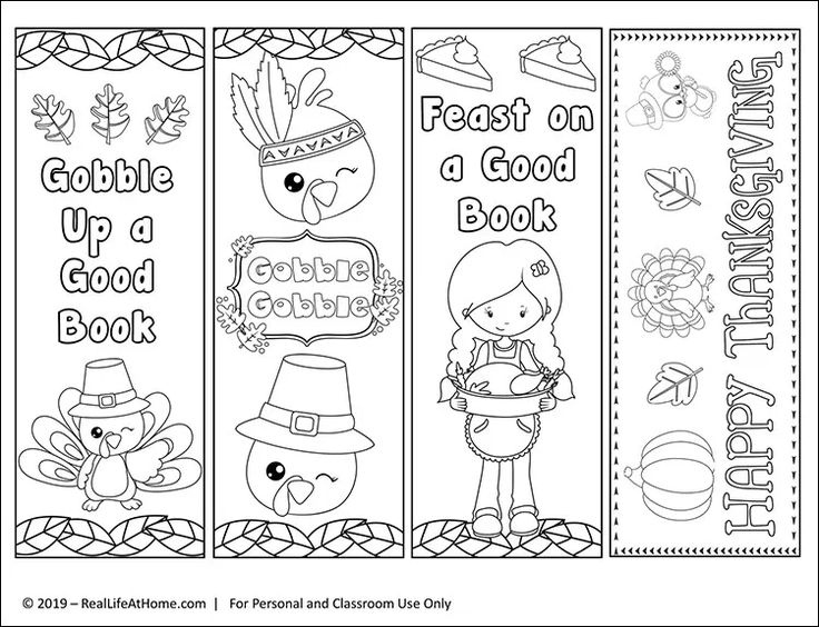 Free Printable Thanksgiving Bookmarks To Color For Kids Coloring 