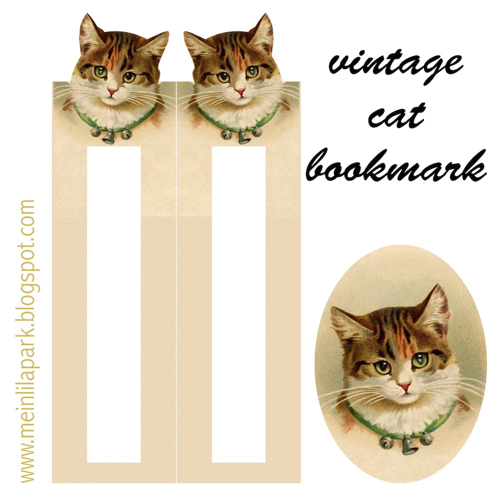 Free Printable Vintage Cat Bookmark Ausdruckbares Lesezeichen Freebie